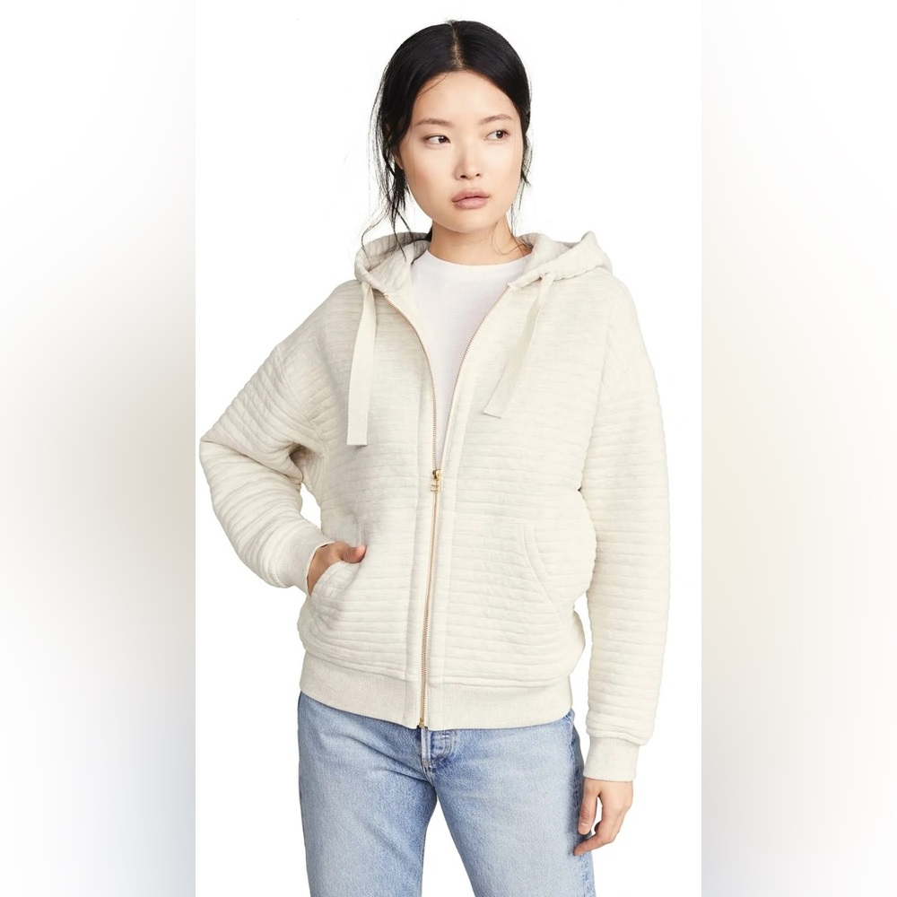 ATM Anthony Thomas Melillo ATM Quilted Zip Hoodie Sweater Oatmeal S -